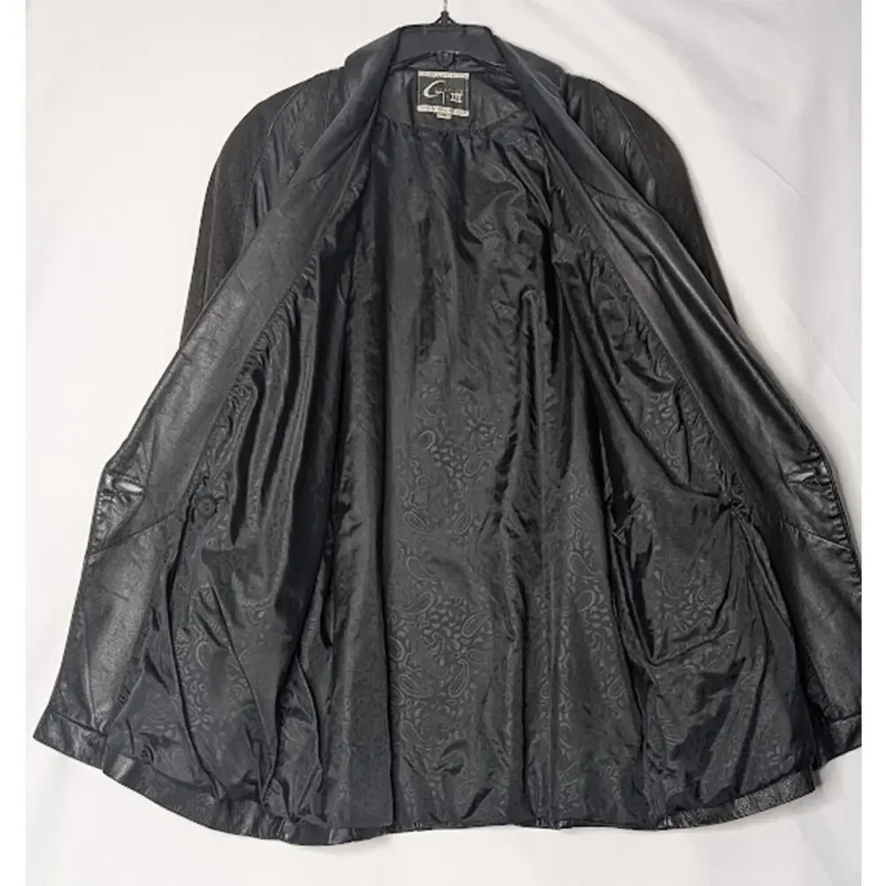 80's Vintage Leather Paisley Jacket G III-GLOBAL IDENTITY Medium Retro Goth - Picture 11 of 14